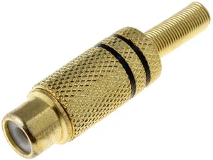 Div RCA Chassisdeel, Zwart, Verguld, Trekontlasting, Vrijhangend, Max. 6mm Kabel