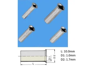 Div CS-K00050M10 Niet-Geïsoleerde Aderhuls, 0.5mm², Vertind Koper, 10mm