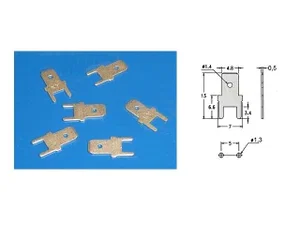 Div Faston Aansluitlip 4.8x0.5mm, Verticale Printplaatmontage, Vertind Messing