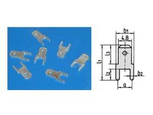 Div Faston Aansluitlip 4.8x0.8mm, Verticale Printplaatmontage, Vertind Messing, Max. 4.8mm Kabel