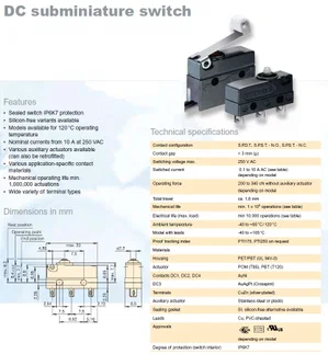 Limit switch Cherry DC1C-H1AA SPDT 250V 1A