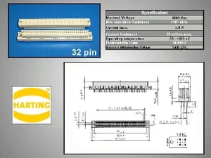 Div DIN32CF DIN41612 C Vrouwelijke Connector 32-Positie 180° 5.08mm THT