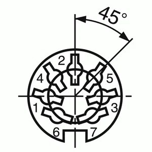 DIN7FE-270 TUCHEL 7-polige Monteerbare Vrouwelijke DIN-Connector, Soldeerlippen, 270° Configuratie