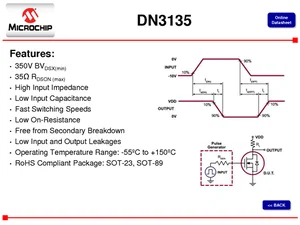 Microchip DN3135K1-G Depletion-Mode MOSFET, 350V, 35 Ohm, SOT-23