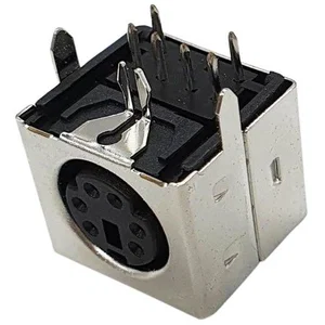 EB-DIO-M-06-METAL-SHELL Mini-DIN 6-Pin Vrouwelijke PCB Connector, Metalen Behuizing, Zwart
