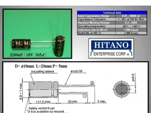 Hitano ELC2200UF10P-105ESR-H 2200uF 10V Electrochemical capacitor