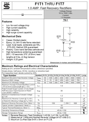 Taiwan Semiconductor F1T4 400V 1A diode de redressement