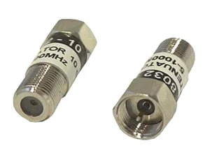 F-Attenuator 10.0 dB, F-Plug to F-Socket, 5-2300 MHz, 75 Ohm, RoHS