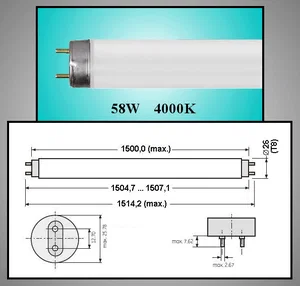 Tungsram GE0045716 Fluorescent Tube 58W/840 Natural White 4000K