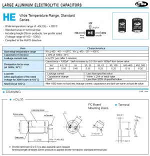 Samwha HE1J109M35050HA 10000uF 63V Electrochemical capacitor