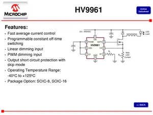 Microchip Technology HV9961NG-G-M934 High Voltage LED Driver Controller IC