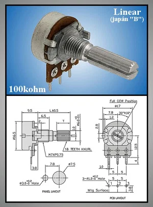 Potenziometro Div JPM-94-100K-LIN-1 100k Ohms Mono Lineare