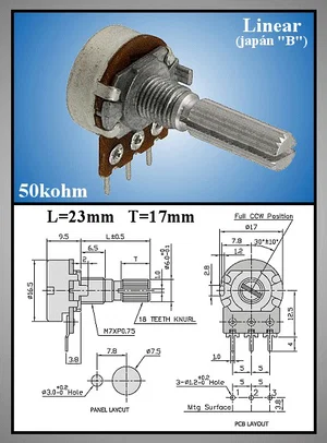 Potenziometro -- JPM-94-50K 50k Ohms Mono Lineare
