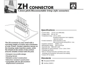 J.s.t. JST-ZH-4 Vrouwelijke Connectorbehuizing, 4-polig, 1.5mm Raster