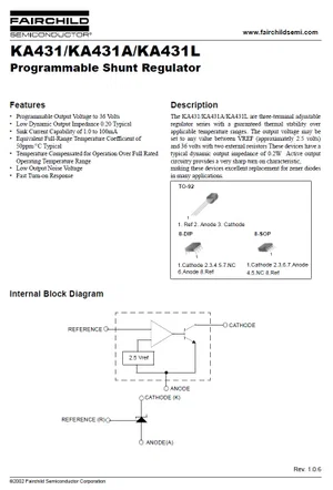 Fairchild KA431D Régulateur de Dérivation Ajustable Référence de Tension CMS SO-8