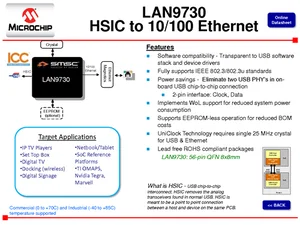 Microchip Technology LAN9730I-ABZJ USB 2.0 to 10/100 Ethernet Controller IC with Integrated PHY, Ind