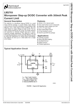 National Semiconductor LM2703MF-ADJ Adjustable 0.35A Régulateur de tension