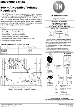 ON Semiconductor MC79M08CTG 8V 0.5A Régulateur de tension