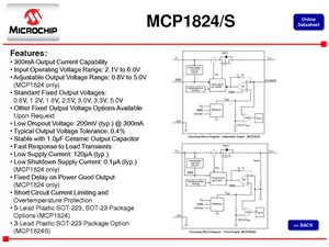 Microchip Technology Inc. MCP1824T-1802E-OT 1.8V 0.3A Régulateur de tension