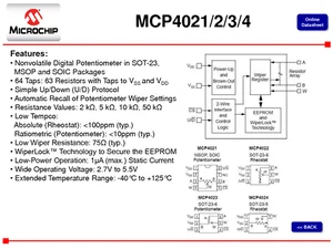 5kOhms Potentiomètre numérique MCP4021T-502E-SN