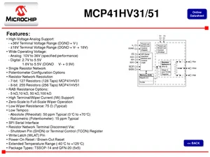 5kOhms Potentiomètre numérique MCP41HV31T-502E-ST