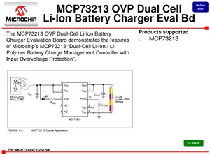 Scheda di valutazione caricabatterie Li-Ion a doppia cella OVP Microchip MCP73213