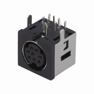 Div Mini DIN Female Receptacle 8 Contacten THT PCB Montage Asymmetrisch