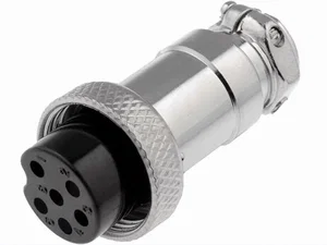 XLR-connector 6-polig, Vrouwelijk, Zilver, Kabelmontage, Recht