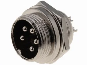 Universele 5-Pins Microfoon Paneelmontage Connector, Mannelijk, 16mm Uitsparing