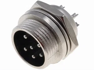 Universele 6-Pins XLR Paneelmontage Connector, Mannelijk, 48V, 1A, 16mm Uitsparing