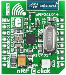 Mikroelektronika MIKROE-1304 nRF C Click Board, Transceiver 2.4 GHz, Antenna SMD