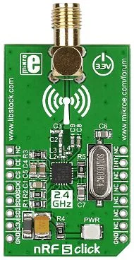 Mikroelektronika MIKROE-1836 nRF24L01P Modulo Transceiver 2.4 GHz, SMA, 3.3V