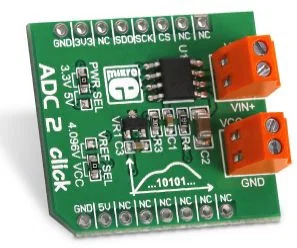 Mikroelektronika MIKROE-1893 ADC 2 Click, MCP3551 ADC 22 Bit, Morsetti a Vite, 3.3V/5V