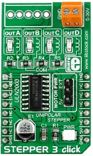 Mikroelektronika MIKROE-2035 ULN2003A Driver Motore Passo-Passo, 30V, 500mA, mikroBUS Click Board
