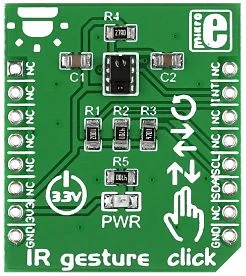 Mikroelektronika MIKROE-2086 APDS-9960 Sensore Gesto IR, Luce Ambiente, Prossimità, I2C, 3.3V, mikro