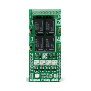 Mikroelektronika MIKROE-2154 Relè di Segnale, 4x Relè Omron GV5-1, 1mA-1A, 5V, mikroBUS Click Board