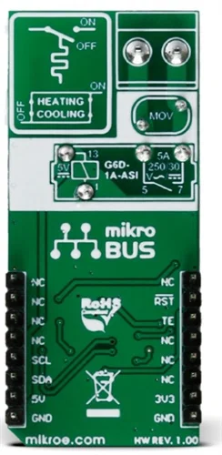 Mikroelektronika MIKROE-2273 Thermostat Click Board - Sensore di Temperatura MAX7502, Relè G6D, I2C