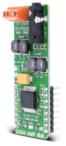 Mikroelektronika MIKROE-2477 Scheda Click Amplificatore Audio Classe D 2x5W TDA7491LP