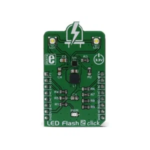 Mikroelektronika MIKROE-2830 LED Flash 2 Click Board con Driver LED ad Alta Efficienza MIC2870
