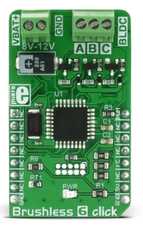 Mikroelektronika MIKROE-2847 Scheda Driver Motore BLDC Sensorless Click Board ATmega8A MCU