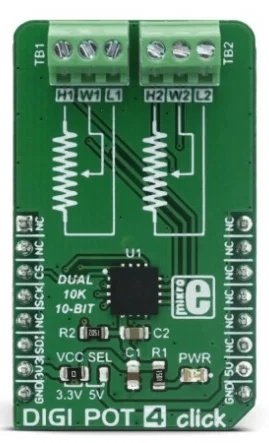Mikroelektronika MIKROE-2873 MAX5494 Potenziometro Digitale Doppio Click Board