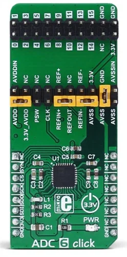 Mikroelektronika MIKROE-2932 AD7124-8 Convertitore Analogico-Digitale (ADC) Multicanale a 24 bit