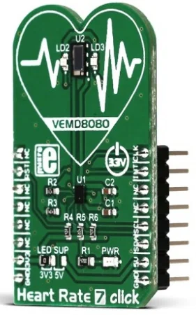 Mikroelektronika MIKROE-2998 Heart Rate 7 Click Optical Biosensor Module
