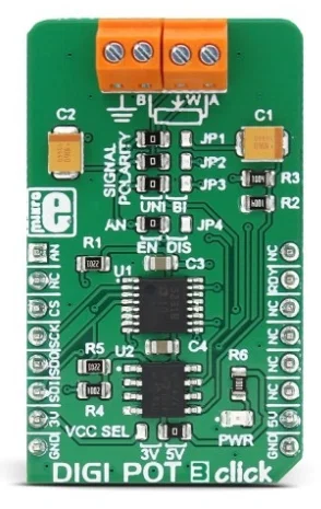 Mikroelektronika MIKROE-3016 Digi Pot 3 Click Board - Digital Potentiometer 1024 Steps EEPROM