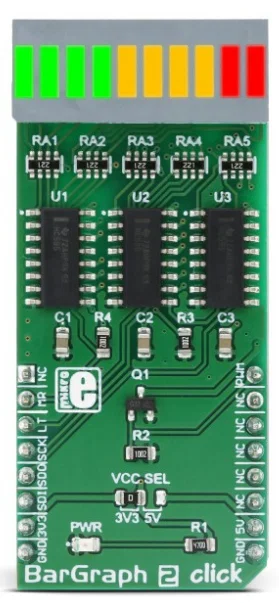 Mikroelektronika MIKROE-3021 BarGraph 2 Click Board - 10-Segment LED Bar Graph Display
