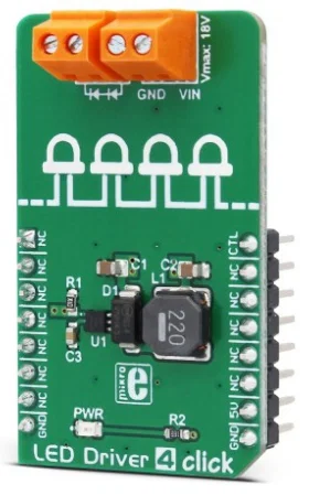 Mikroelektronika MIKROE-3037 LED Driver 4 Click Boost Converter with PWM Control