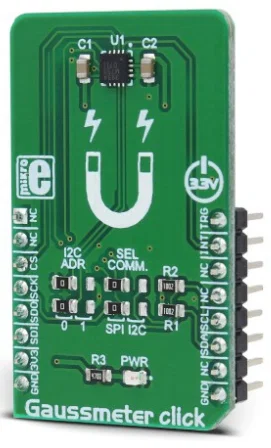 Mikroelektronika MIKROE-3099 MLX90393 Gaussmeter Click Micropower Magnetometer