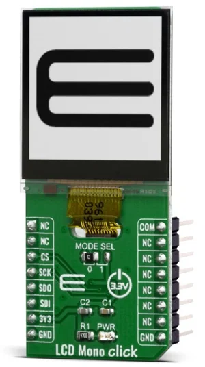 MIKROE-3789 LCD Mono Click Board – Display Monocromatico Sharp LS013B7DH03, Silicon Labs EFM32 Basso