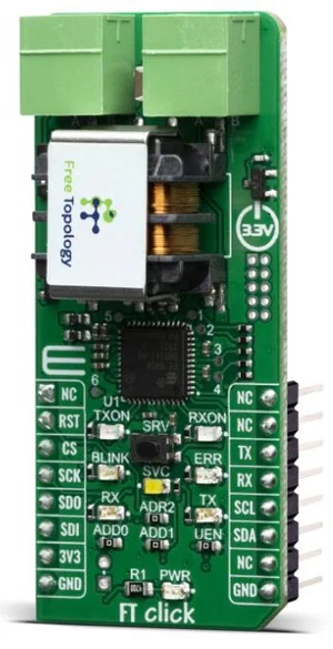 MIKROE-3929 Free Topology (FT) Smart Transceiver Scheda Add-on mikroBUS per Reti LON BACnet IoT