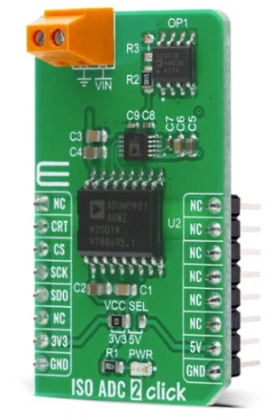 MIKROE-4166 ISO ADC 2 Click Board - AD7091R ADC Isolato a 12 bit